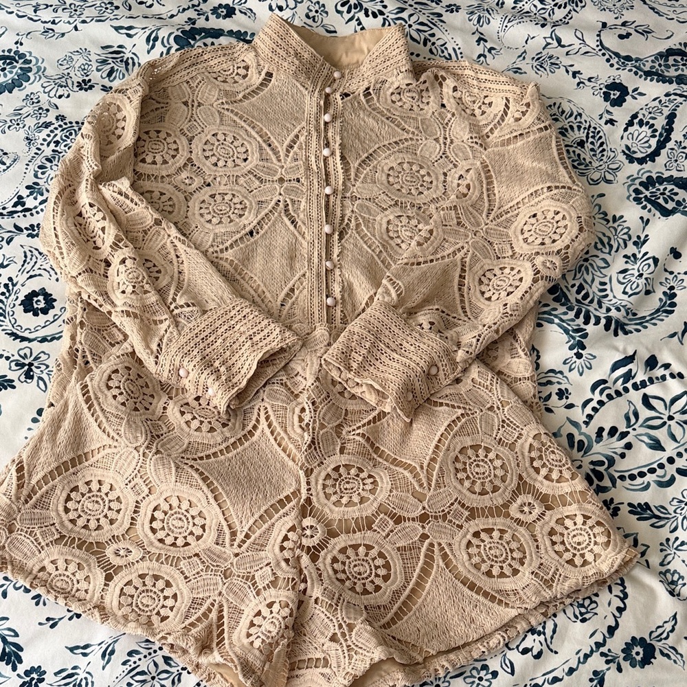 Beige Crochet Lace Set - Women Other
